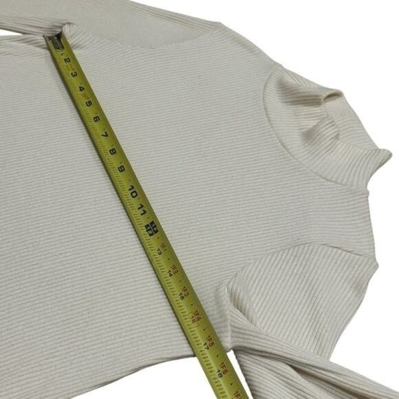 Madewell Ivory Ribbed Cowl Neck Lightweight Long Capsule Holiday Cabincore S - Picture 9 of 10